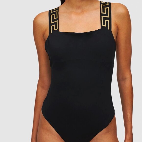 Versace Women's Greca Border One Piece Black Swimsuit Versace sz 2 US S IT 40 - Picture 1 of 8
